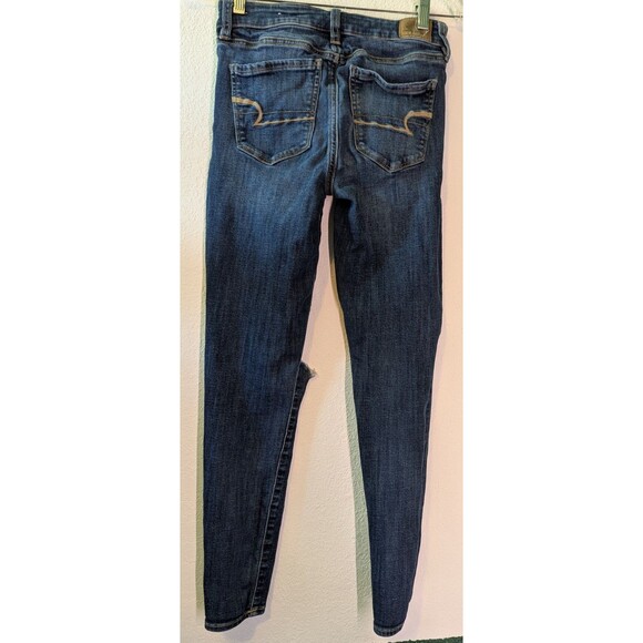 American Eagle High Rise Jegging Jeans Ripped Blue Women's Size 26x27 (783) - Picture 2 of 3